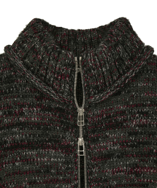 CURRENTAGE(カレンテージ)の「Mix yarn drivers knit(カーディガン/ボレロ・メンズ・レッド系その他/カーキ・FREE)」の9枚目の写真
