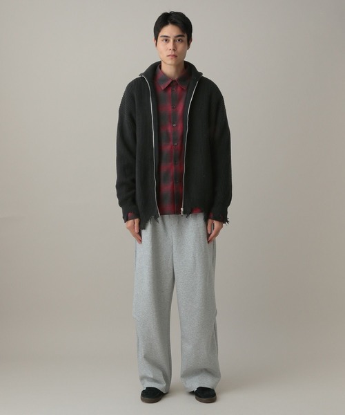 LAND MUSEUM(ランドミュージアム)の「LAND MUSEUM/ダメージジップニットカーディガン(ニット/セーター・メンズ・ブラック・LARGE/MEDIUM)」の7枚目の写真