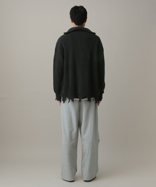 LAND MUSEUM(ランドミュージアム)の「LAND MUSEUM/ダメージジップニットカーディガン(ニット/セーター・メンズ・ブラック・LARGE/MEDIUM)」の10枚目の写真