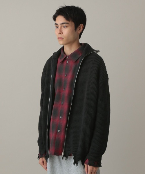 LAND MUSEUM(ランドミュージアム)の「LAND MUSEUM/ダメージジップニットカーディガン(ニット/セーター・メンズ・ブラック・LARGE/MEDIUM)」の12枚目の写真