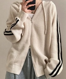 VIVID LADY | ラインスリーブ ダブルジップニットパーカー(パーカー)