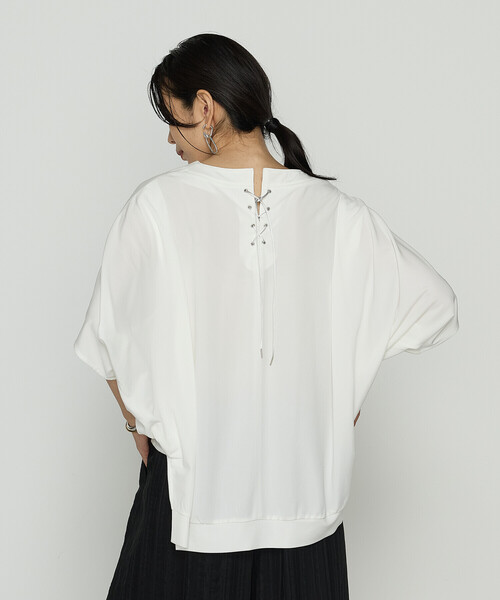 Gabardine K.T(ギャバジンケーティー)の「ハイテンションポンチライト ドルマンスリーブプルオーバー(Tシャツ/カットソー・レディース・ダークブラウン/オフホワイト/ブラック・9号)」の14枚目の写真