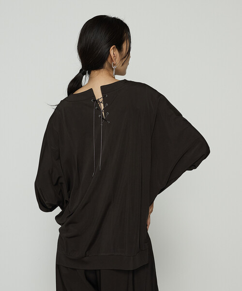 Gabardine K.T(ギャバジンケーティー)の「ハイテンションポンチライト ドルマンスリーブプルオーバー(Tシャツ/カットソー・レディース・ダークブラウン/オフホワイト/ブラック・9号)」の10枚目の写真