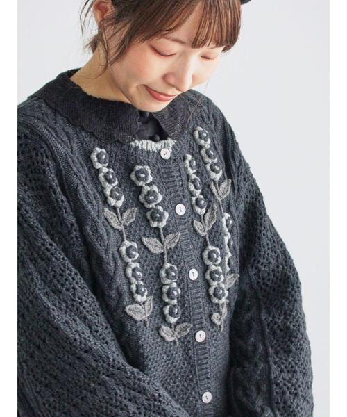 ツハル バイ サマンサモスモス かぎ針お花モチーフ付きニットカーディガン かぎ針お花モチーフ付きニットカーディガン（カーディガン