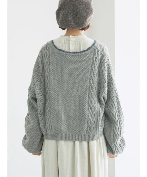 かぎ針お花モチーフ付きニットカーディガン（カーディガン