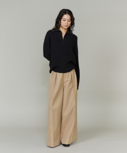 INED（イネド）の「BIOｰBLEND ハーフジッププルオーバーニット（ニット/セーター・レディース・オフホワイト/ブルー・9号）」の15枚目の写真