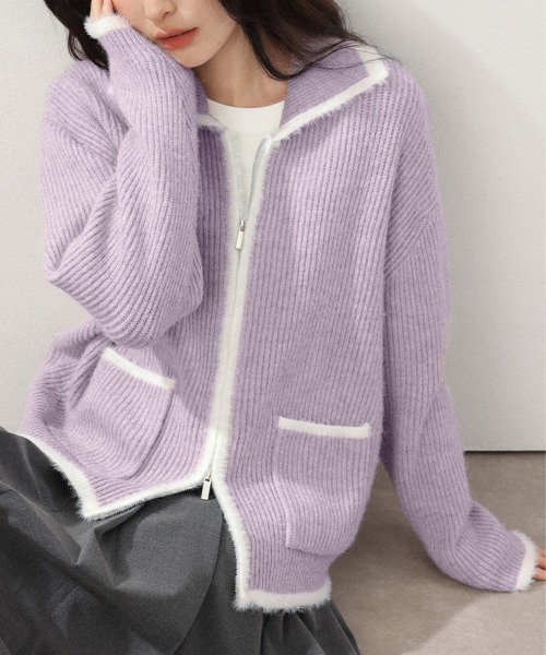 Miniministore(ミニミニストア)の「カーディガン 編みニット レディース(カーディガン/ボレロ・レディース・ブラウン/ブルー/ラベンダー・FREE)」の3枚目の写真