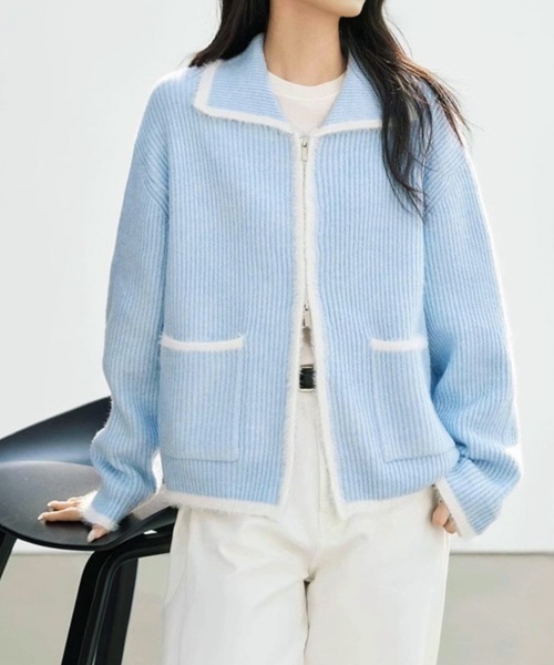 Miniministore(ミニミニストア)の「カーディガン 編みニット レディース(カーディガン/ボレロ・レディース・ブラウン/ブルー/ラベンダー・FREE)」の2枚目の写真