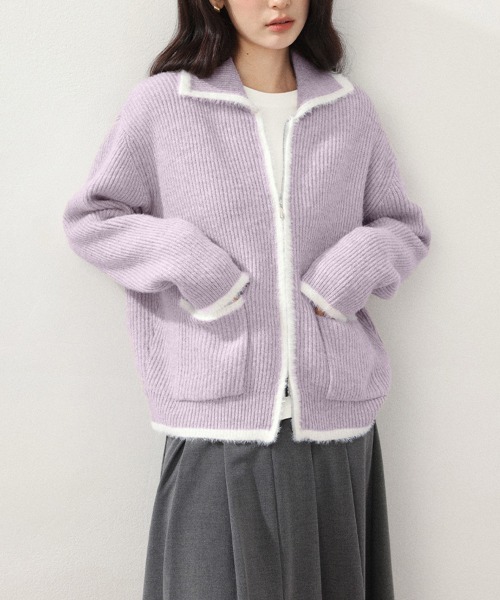 Miniministore(ミニミニストア)の「カーディガン 編みニット レディース(カーディガン/ボレロ・レディース・ブラウン/ブルー/ラベンダー・FREE)」の4枚目の写真