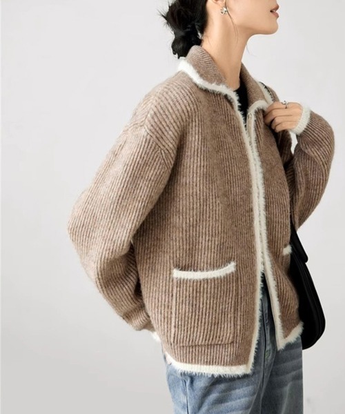 Miniministore(ミニミニストア)の「カーディガン 編みニット レディース(カーディガン/ボレロ・レディース・ブラウン/ブルー/ラベンダー・FREE)」の15枚目の写真