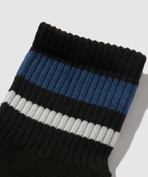 NAVY(ネイビー)の「NAVY【温活】MACHEAT クオーター丈 ラインソックス 2足組(ソックス/靴下・メンズ・ブラック/グレー・25-27CM)」の3枚目の写真