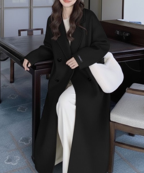 cammie(キャミー)の「シンプルチェスターコート(チェスターコート・レディース・ブラック/アイボリー/グレイッシュベージュ・L/M)」の3枚目の写真