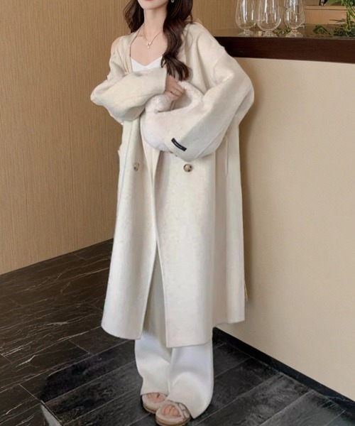 cammie(キャミー)の「シンプルチェスターコート(チェスターコート・レディース・ブラック/アイボリー/グレイッシュベージュ・L/M)」の7枚目の写真