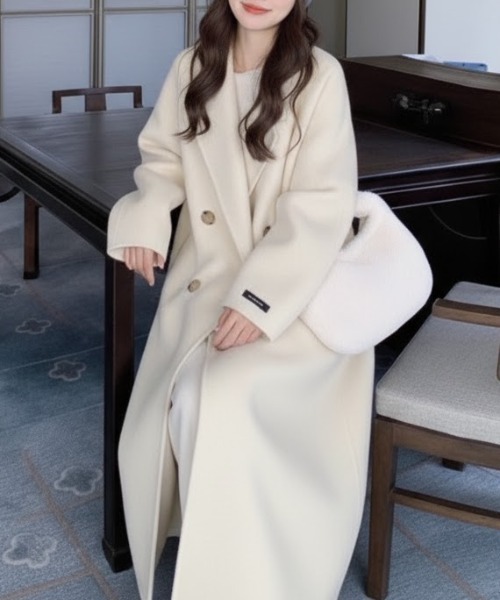cammie(キャミー)の「シンプルチェスターコート(チェスターコート・レディース・ブラック/アイボリー/グレイッシュベージュ・L/M)」の6枚目の写真