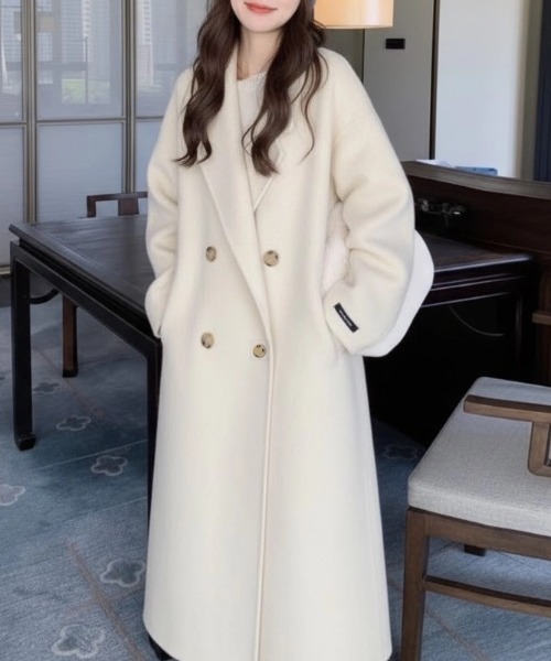 cammie(キャミー)の「シンプルチェスターコート(チェスターコート・レディース・ブラック/アイボリー/グレイッシュベージュ・L/M)」の4枚目の写真