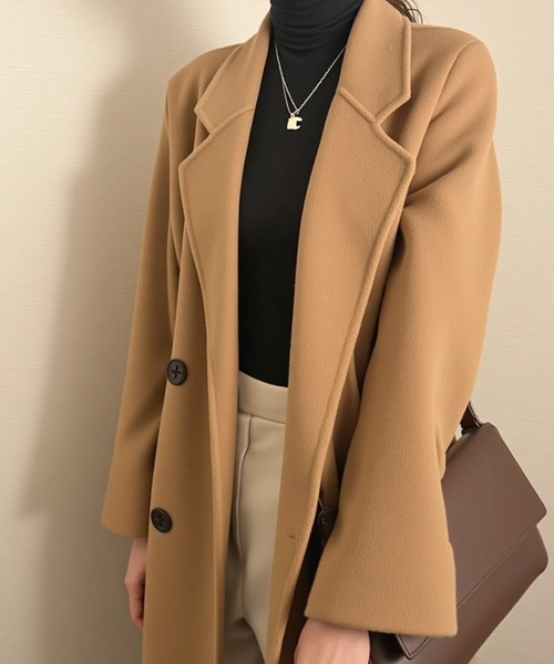 cammie(キャミー)の「シンプルチェスターコート(チェスターコート・レディース・ブラック/アイボリー/グレイッシュベージュ・L/M)」の13枚目の写真