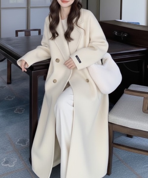 cammie(キャミー)の「シンプルチェスターコート(チェスターコート・レディース・ブラック/アイボリー/グレイッシュベージュ・L/M)」の5枚目の写真