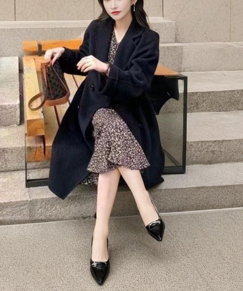 cammie(キャミー)の「シンプルチェスターコート(チェスターコート・レディース・ブラック/アイボリー/グレイッシュベージュ・L/M)」の8枚目の写真
