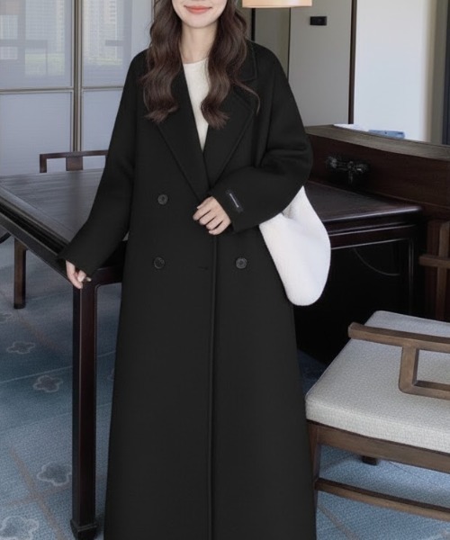 cammie(キャミー)の「シンプルチェスターコート(チェスターコート・レディース・ブラック/アイボリー/グレイッシュベージュ・L/M)」の9枚目の写真