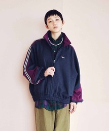 FILA for MEDE19F 大人も着られるトラックブルゾン〈ネイビー×バーガンディ〉