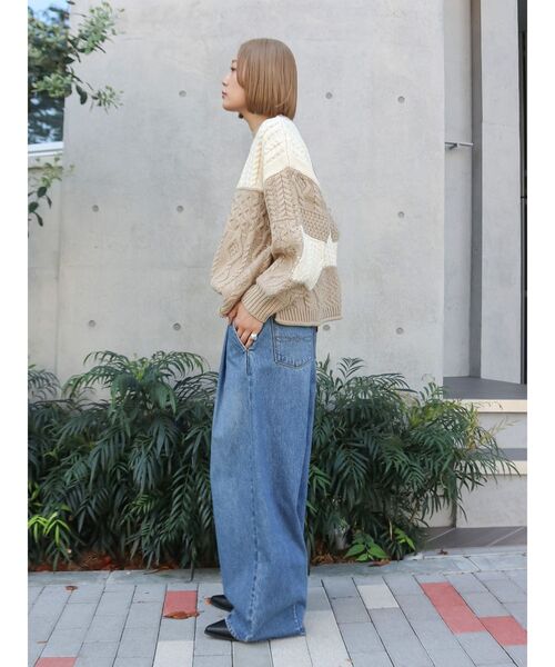 Ungrid（アングリッド）の「【WEB限定】パッチワークケーブルニット（ニット/セーター・レディース・その他1/ライトグレー/チャコールグレー/アイボリー・FREE）」の16枚目の写真