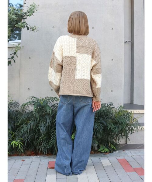 Ungrid（アングリッド）の「【WEB限定】パッチワークケーブルニット（ニット/セーター・レディース・その他1/ライトグレー/チャコールグレー/アイボリー・FREE）」の17枚目の写真
