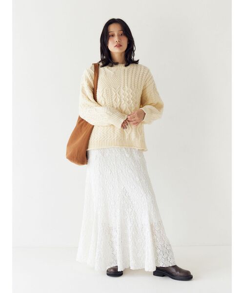 Ungrid（アングリッド）の「【WEB限定】パッチワークケーブルニット（ニット/セーター・レディース・その他1/ライトグレー/チャコールグレー/アイボリー・FREE）」の22枚目の写真