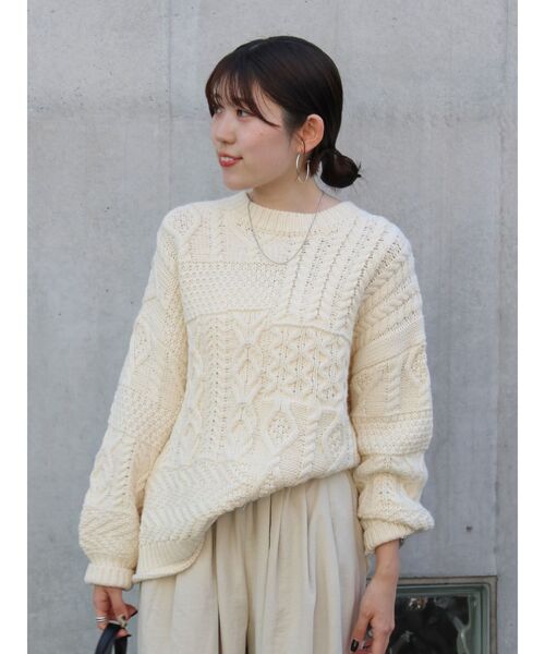 セール】【WEB限定】パッチワークケーブルニット（ニット/セーター