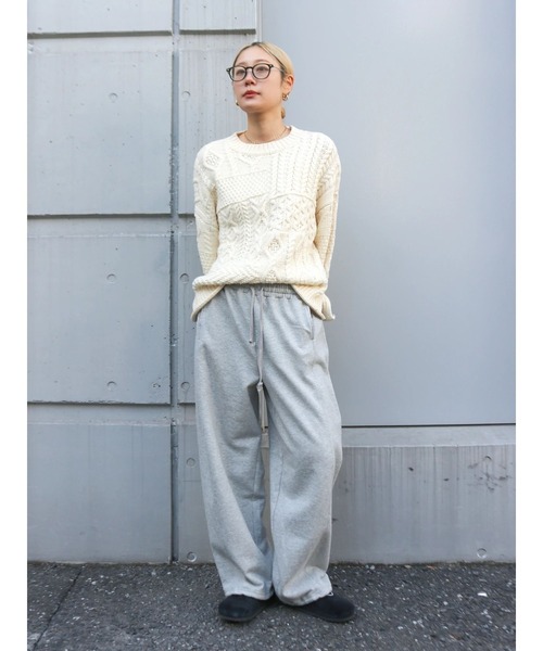 Ungrid（アングリッド）の「【WEB限定】パッチワークケーブルニット（ニット/セーター・レディース・その他1/ライトグレー/チャコールグレー/アイボリー・FREE）」の9枚目の写真