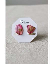 【Octagon】【シーグラスイヤリング】ローズピンク/透明感の彩り (MA)