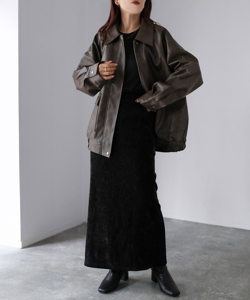 Riberry(リベリー)の「2WAYフェイクレザーステンカラーブルゾン(ブルゾン・レディース・ブラック/ブラウン・FREE)」の16枚目の写真