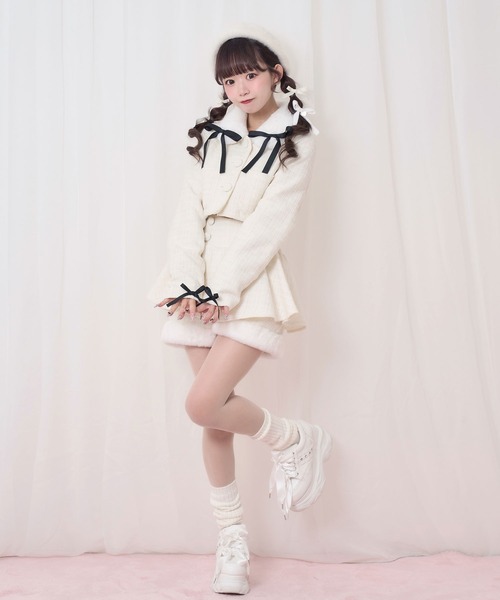 Honey Cinnamon（ハニーシナモン）の「ツイードファーショートジャケット（その他アウター・レディース・ホワイト/ボルドー・FREE）」の19枚目の写真