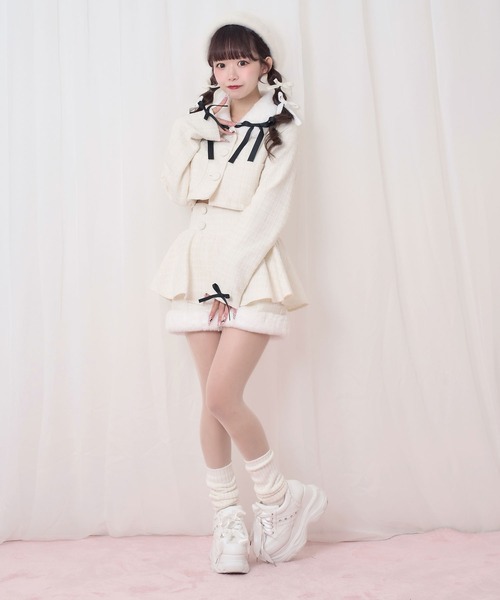 Honey Cinnamon（ハニーシナモン）の「ツイードファーショートジャケット（その他アウター・レディース・ホワイト/ボルドー・FREE）」の20枚目の写真