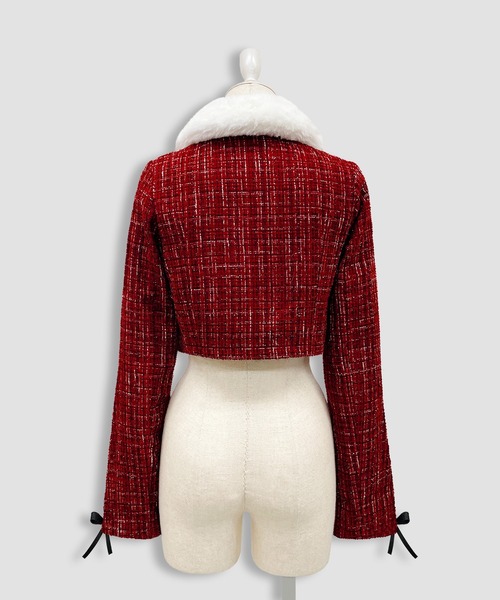 Honey Cinnamon（ハニーシナモン）の「ツイードファーショートジャケット（その他アウター・レディース・ホワイト/ボルドー・FREE）」の14枚目の写真