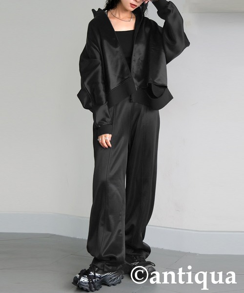 antiqua(アンティカ)の「サテン 裏毛 ブルゾン(ブルゾン・レディース・ブラック/グレー・ONESIZE)」の12枚目の写真