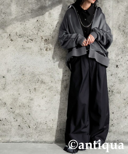 antiqua(アンティカ)の「サテン 裏毛 ブルゾン(ブルゾン・レディース・ブラック/グレー・ONESIZE)」の13枚目の写真