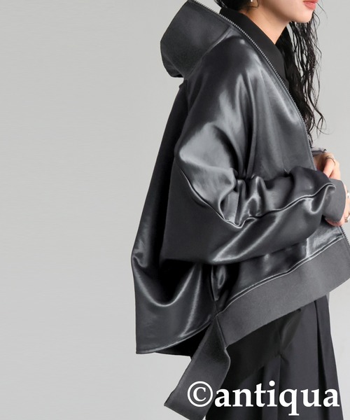 antiqua(アンティカ)の「サテン 裏毛 ブルゾン(ブルゾン・レディース・ブラック/グレー・ONESIZE)」の17枚目の写真