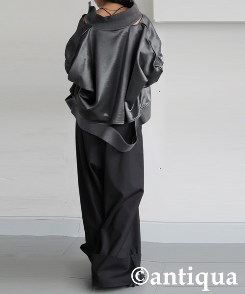 antiqua(アンティカ)の「サテン 裏毛 ブルゾン(ブルゾン・レディース・ブラック/グレー・ONESIZE)」の18枚目の写真