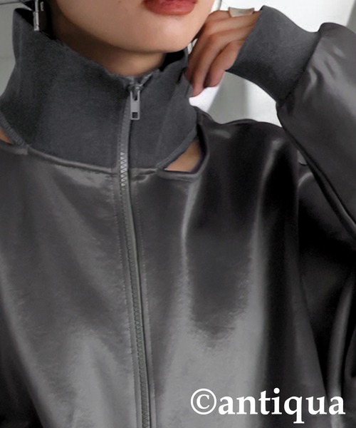 antiqua(アンティカ)の「サテン 裏毛 ブルゾン(ブルゾン・レディース・ブラック/グレー・ONESIZE)」の19枚目の写真
