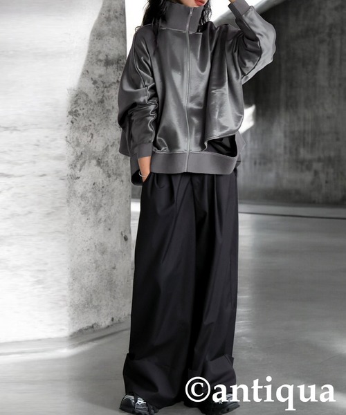 antiqua(アンティカ)の「サテン 裏毛 ブルゾン(ブルゾン・レディース・ブラック/グレー・ONESIZE)」の20枚目の写真