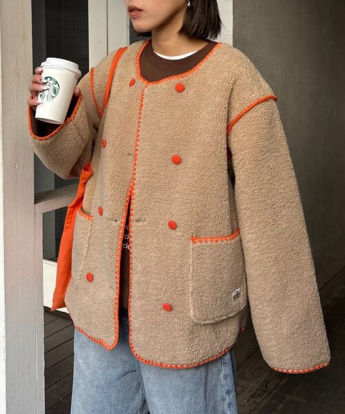 HELLO.SANFRANCISCO（ハローサンフランシスコ）の「【HELLO.SANFRANCISCO】ハマグリステッチボアジャケット（その他アウター・レディース・アイボリー/ホワイト/チャコールグレー・ONE SIZE）」の21枚目の写真