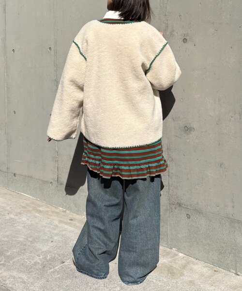 HELLO.SANFRANCISCO（ハローサンフランシスコ）の「【HELLO.SANFRANCISCO】ハマグリステッチボアジャケット（その他アウター・レディース・アイボリー/ホワイト/チャコールグレー・ONE SIZE）」の13枚目の写真