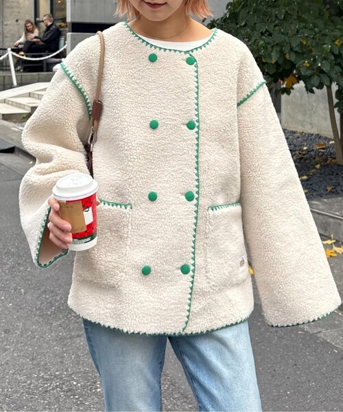 HELLO.SANFRANCISCO（ハローサンフランシスコ）の「【HELLO.SANFRANCISCO】ハマグリステッチボアジャケット（その他アウター・レディース・アイボリー/ホワイト/チャコールグレー・ONE SIZE）」の17枚目の写真