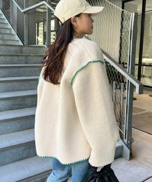 HELLO.SANFRANCISCO（ハローサンフランシスコ）の「【HELLO.SANFRANCISCO】ハマグリステッチボアジャケット（その他アウター・レディース・アイボリー/ホワイト/チャコールグレー・ONE SIZE）」の18枚目の写真