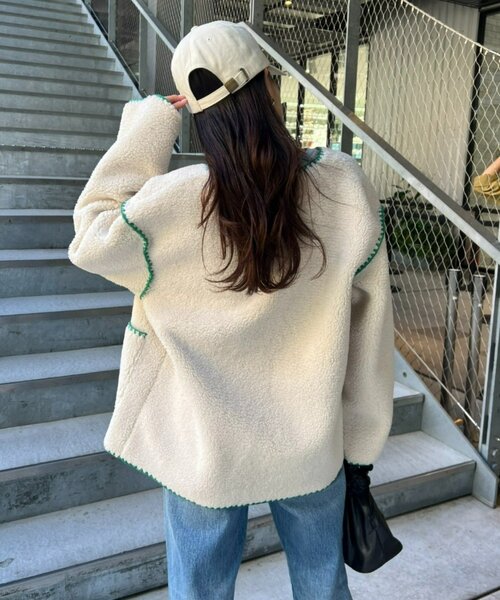 HELLO.SANFRANCISCO（ハローサンフランシスコ）の「【HELLO.SANFRANCISCO】ハマグリステッチボアジャケット（その他アウター・レディース・アイボリー/ホワイト/チャコールグレー・ONE SIZE）」の19枚目の写真