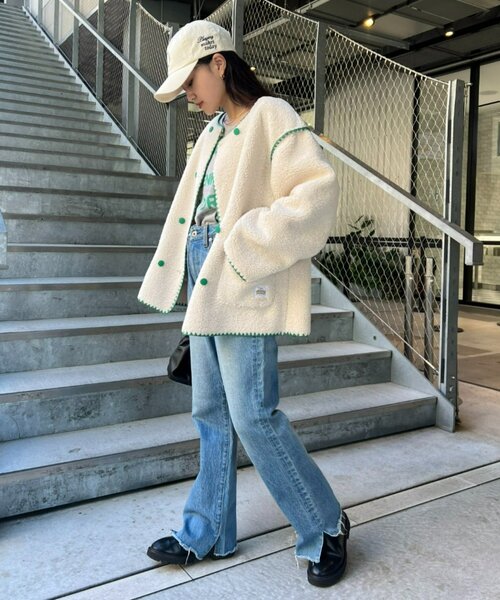 HELLO.SANFRANCISCO（ハローサンフランシスコ）の「【HELLO.SANFRANCISCO】ハマグリステッチボアジャケット（その他アウター・レディース・アイボリー/ホワイト/チャコールグレー・ONE SIZE）」の20枚目の写真