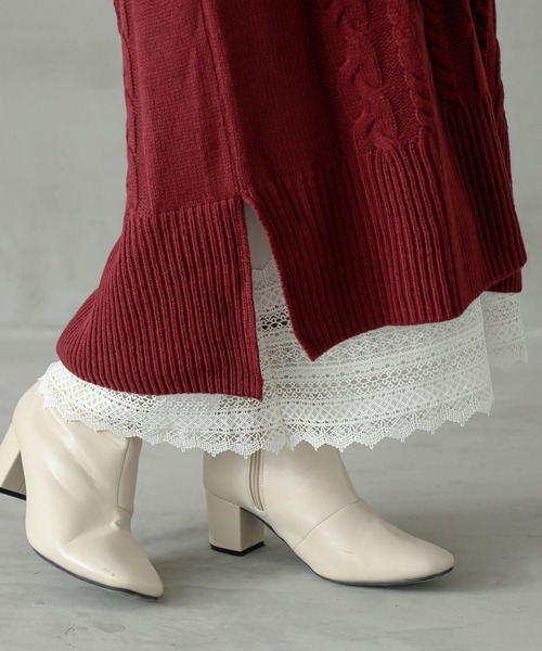 n'OrLABEL（ノアールレーベル）の「『あったか裏起毛レースペチワンピース』（ワンピース・レディース・ブラウン/ブラック/アイボリー・1/2）」の2枚目の写真