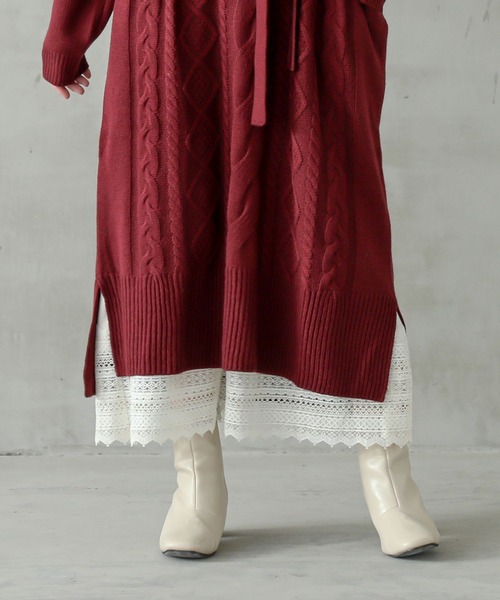 n'OrLABEL（ノアールレーベル）の「『あったか裏起毛レースペチワンピース』（ワンピース・レディース・ブラウン/ブラック/アイボリー・1/2）」の6枚目の写真