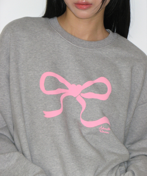 RONRON(ロンロン)の「EMBO HEART RIBBON CROP SWEATSHIRTS GREY(スウェット・レディース・その他・FREE)」の6枚目の写真