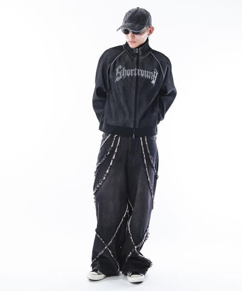 SHORT ROUND(ショートラウンド)の「SHORT ROUND/ショートグラフィックニットブルゾン(ニット/セーター・メンズ・ブラック/グレー・MEDIUM/LARGE)」の11枚目の写真